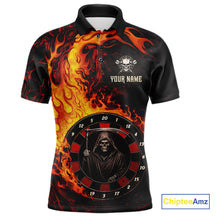 Load image into Gallery viewer, Grim Reaper Red Flaming Dartboard Men Darts Polo Shirt Personalized Grunge Darts Team Jerseys NYN2600
