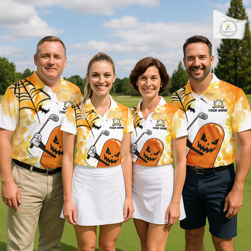 Funny Spooky Ice Cream golf team polo, Halloween party, family golf outing, dessert lovers, ice cream symbolizes happiness, nostalgia, fun, creativity