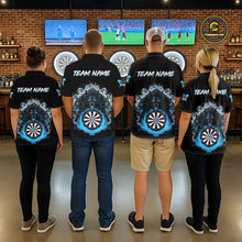 Load image into Gallery viewer, Grey And Blue Flames Wolf Custom Women's Funny Dart Polo Shirts Team Dart League Jerseys NYN2079