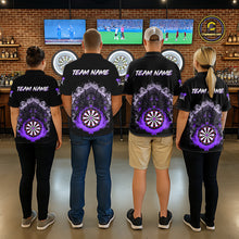 Load image into Gallery viewer, Grey And Purple Flames Wolf Custom Men's Funny Dart Quarter-Zip Shirts Team Dart League Jerseys NYN2080