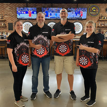 Load image into Gallery viewer, Grey And Red Flames Wolf Custom Men's Funny Dart Quarter-Zip Shirts Team Dart League Jerseys NYN2081