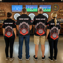 Load image into Gallery viewer, Grey And Red Flames Wolf Custom Men's Funny Dart Quarter-Zip Shirts Team Dart League Jerseys NYN2081