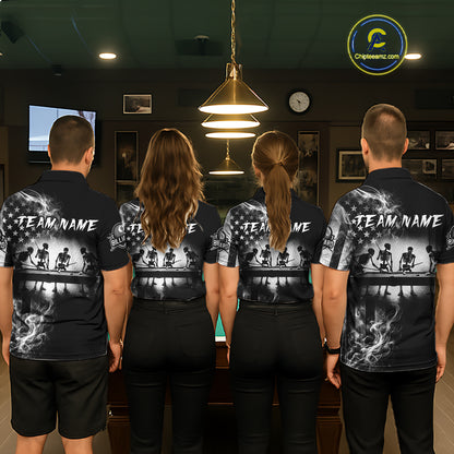 Grey Smokes American Flag 8 Ball Billiard Pool Shirt For Women Custom Billiard Skeleton Team Apparel NYN2764