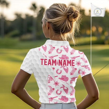 Pink Cowgirl Golf Polo Shirts For Women Custom Cowgirl Funny Golf Shirts, Upf Golf Shirts NYN3394