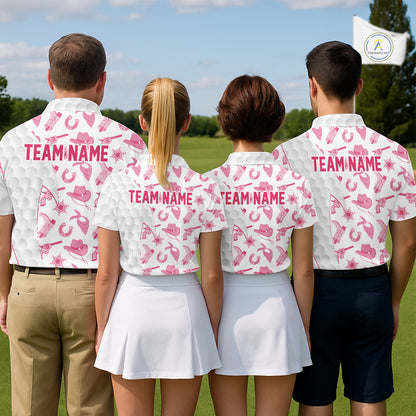 Pink Cowgirl Golf Polo Shirts For Men Custom Cowgirl Funny Golf Shirts, Upf Golf Shirts NYN3394