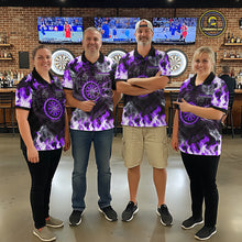 Load image into Gallery viewer, Purple Flaming Tiger Men Dart 1/4-Zip Shirts Personalized Name &amp; Team Fire Flame Dart Jerseys NYN2101