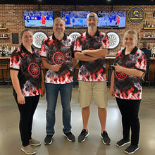 Load image into Gallery viewer, Red Flaming Tiger Men Dart 1/4-Zip Shirts Personalized Name &amp; Team Fire Flame Dart Jerseys NYN2102