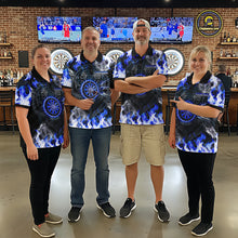 Load image into Gallery viewer, Blue Flaming Tiger Men Dart 1/4-Zip Shirts Personalized Name &amp; Team Fire Flame Dart Jerseys NYN2103