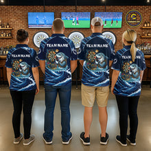 Load image into Gallery viewer, Blue Waving Funny Shark Play Darts Polo &amp; 1/4-Zip Shirt For Women Custom Name Dart Jersey For Darters NYN2977