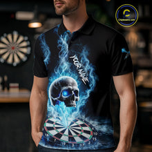 Load image into Gallery viewer, Custom Blue Ice Smoke Skull Dartboard Darts Polo Shirt For Men Dart League Jerseys NYN2122