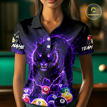 Load image into Gallery viewer, Thunder Purple Horror Tiger Pool Ball Billiard Shirt For Women Custom 8 Ball Billiard Team Attire NYN2629