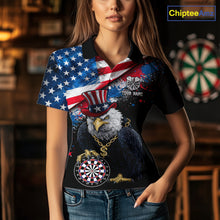 Load image into Gallery viewer, Personalized American Flag Splatter Eagle Dart Shirts For Women Patriotic Dart Polo &amp; 1/4-Zip Jersey NYN2777