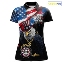 Load image into Gallery viewer, Personalized American Flag Splatter Eagle Dart Shirts For Women Patriotic Dart Polo &amp; 1/4-Zip Jersey NYN2777
