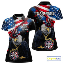 Load image into Gallery viewer, Personalized American Flag Splatter Eagle Dart Shirts For Women Patriotic Dart Polo &amp; 1/4-Zip Jersey NYN2777
