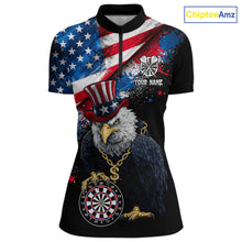 Load image into Gallery viewer, Personalized American Flag Splatter Eagle Dart Shirts For Women Patriotic Dart Polo &amp; 1/4-Zip Jersey NYN2777