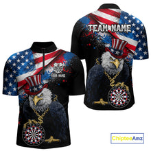 Load image into Gallery viewer, Personalized American Flag Splatter Eagle Dart Shirts For Men Patriotic Dart Polo &amp; 1/4-Zip Jersey NYN2777