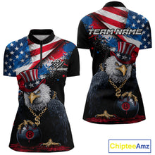 Load image into Gallery viewer, Custom American Flag Splatter Eagle 8 Ball Pool Billiard Shirts For Women Patriotic Billiard Team Jersey NYN2778