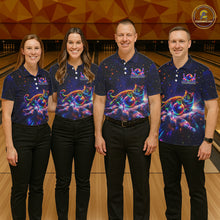 Load image into Gallery viewer, Funny Cat Bowling Polo Quarter-Zip Shirts For Women Custom Colorful Bowling Galaxy Team Jerseys NYN3417
