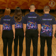 Load image into Gallery viewer, Funny Cat Bowling Polo Quarter-Zip Shirts For Women Custom Colorful Bowling Galaxy Team Jerseys NYN3417