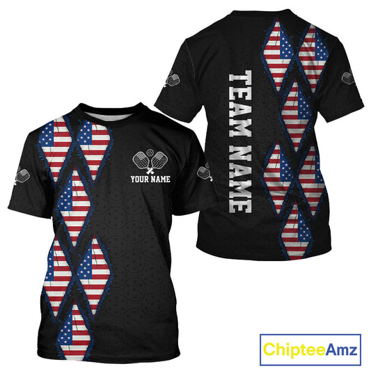 Custom USA Flag Pickleball Ball Jerseys For Men Patriotic Pickleball Paddle League Shirts NYN2133