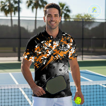 Load image into Gallery viewer, Custom Black &amp; Orange Camo Men Pickleball League Jerseys Grunge Pickleball Paddle Shirts NYN2136
