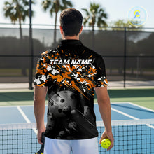 Load image into Gallery viewer, Custom Black &amp; Orange Camo Men Pickleball League Jerseys Grunge Pickleball Paddle Shirts NYN2136