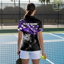 Load image into Gallery viewer, Custom Black &amp; Purple Camo Women Pickleball League Jerseys Grunge Pickleball Paddle Shirts NYN2137