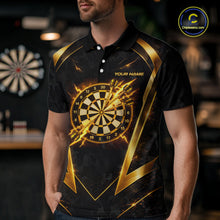 Load image into Gallery viewer, Black Yellow Dartboard Camo Men Darts Polo &amp; 1/4-Zip Shirt Custom Thunder Dart Team Jersey NYN3008