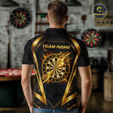 Load image into Gallery viewer, Black Yellow Dartboard Camo Men Darts Polo &amp; 1/4-Zip Shirt Custom Thunder Dart Team Jersey NYN3008