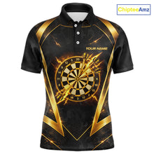 Load image into Gallery viewer, Black Yellow Dartboard Camo Men Darts Polo &amp; 1/4-Zip Shirt Custom Thunder Dart Team Jersey NYN3008