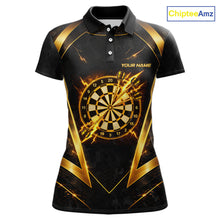 Load image into Gallery viewer, Black Yellow Dartboard Camo Women Darts Polo &amp; 1/4-Zip Shirt Custom Thunder Dart Team Jersey NYN3008
