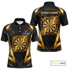 Load image into Gallery viewer, Black Yellow Dartboard Camo Men Darts Polo &amp; 1/4-Zip Shirt Custom Thunder Dart Team Jersey NYN3008