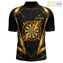 Load image into Gallery viewer, Black Yellow Dartboard Camo Men Darts Polo &amp; 1/4-Zip Shirt Custom Thunder Dart Team Jersey NYN3008
