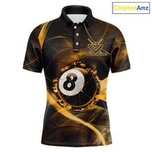 Load image into Gallery viewer, 
Yellow Smoke Cracked 8 Ball Pool Shirt For Men Custom Billiard Polo Quarter Zip Team Jersey