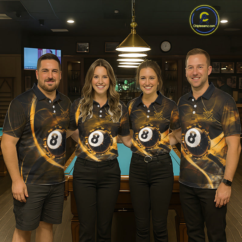 Smoke Cracked Billiard 8 Ball Pool Shirt For Women Custom Billiard Polo & 1/4 Zip Team Attire | Yellow NYN3421