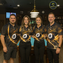Load image into Gallery viewer, Smoke Cracked Billiard 8 Ball Pool Shirt For Men Custom Billiard Polo &amp; 1/4 Zip Team Attire | Yellow NYN3421