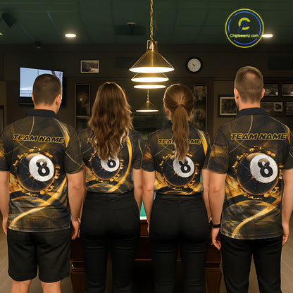 Smoke Cracked Billiard 8 Ball Pool Shirt For Women Custom Billiard Polo & 1/4 Zip Team Attire | Yellow NYN3421