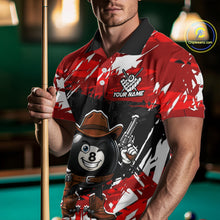 Load image into Gallery viewer, Funny Billiard 8 Ball Cowboy Gun Shirt For Men Custom Grunge Billiard Team Attire | Red NYN3435