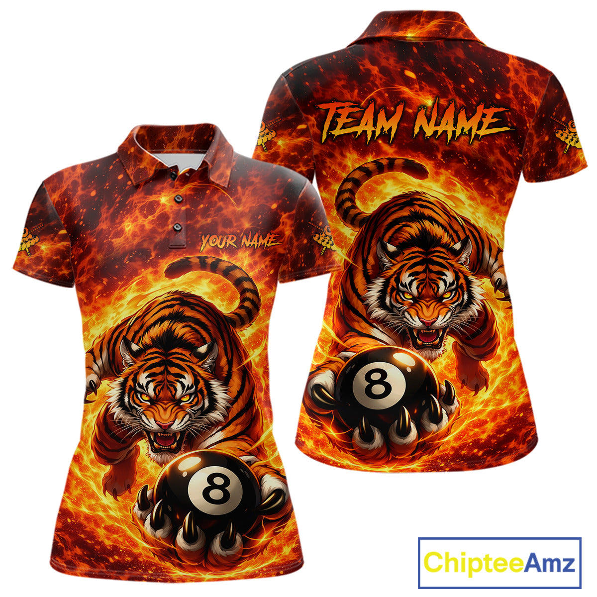 Red Flames Wolf Claw Hold 8 Ball 3D Unique Billiard Shirt For Women Personalized Pool Balls Shirts NYN2651