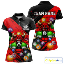 Load image into Gallery viewer, Boxing Bull Hold 8 Ball Pool Funny Billiard Shirt For Women Personalized Pool Balls Billiard Shirts NYN2652