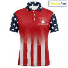 Load image into Gallery viewer, Custom American Flag Bowling Men Polo Quarter-Zip Shirts With Team Name, Patriot Bowlers Outfit NYN3184