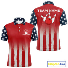 Load image into Gallery viewer, Custom American Flag Bowling Men Polo Quarter-Zip Shirts With Team Name, Patriot Bowlers Outfit NYN3184