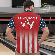 Load image into Gallery viewer, Custom American Flag Bowling Men Polo Quarter-Zip Shirts With Team Name, Patriot Bowlers Outfit NYN3184