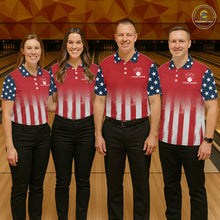Load image into Gallery viewer, Custom American Flag Bowling Men Polo Quarter-Zip Shirts With Team Name, Patriot Bowlers Outfit NYN3184