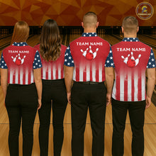 Load image into Gallery viewer, Custom American Flag Bowling Men Polo Quarter-Zip Shirts With Team Name, Patriot Bowlers Outfit NYN3184