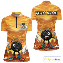 Load image into Gallery viewer, Funny beer bowling ball shirt for women custom bowling quarter zip jersey