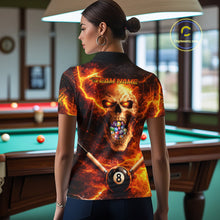 Load image into Gallery viewer, Thunder Red Skull Billiard 8 Ball &amp; Sticks Billiard Shirt For Women Personalized Billiard Ball Shirts NYN2655