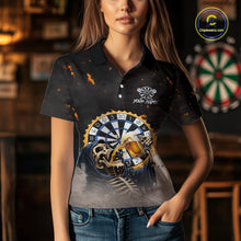 Load image into Gallery viewer, Personalized Funny Grim Reaper Play Darts &amp; Beer Polo &amp; 1/4-Zip Shirts For Women Dart Team Jerseys NYN2815