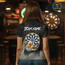 Load image into Gallery viewer, Personalized Funny Grim Reaper Play Darts &amp; Beer Polo &amp; 1/4-Zip Shirts For Women Dart Team Jerseys NYN2815