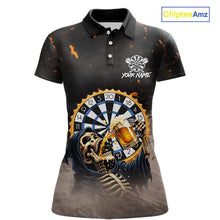 Load image into Gallery viewer, Personalized Funny Grim Reaper Play Darts &amp; Beer Polo &amp; 1/4-Zip Shirts For Women Dart Team Jerseys NYN2815